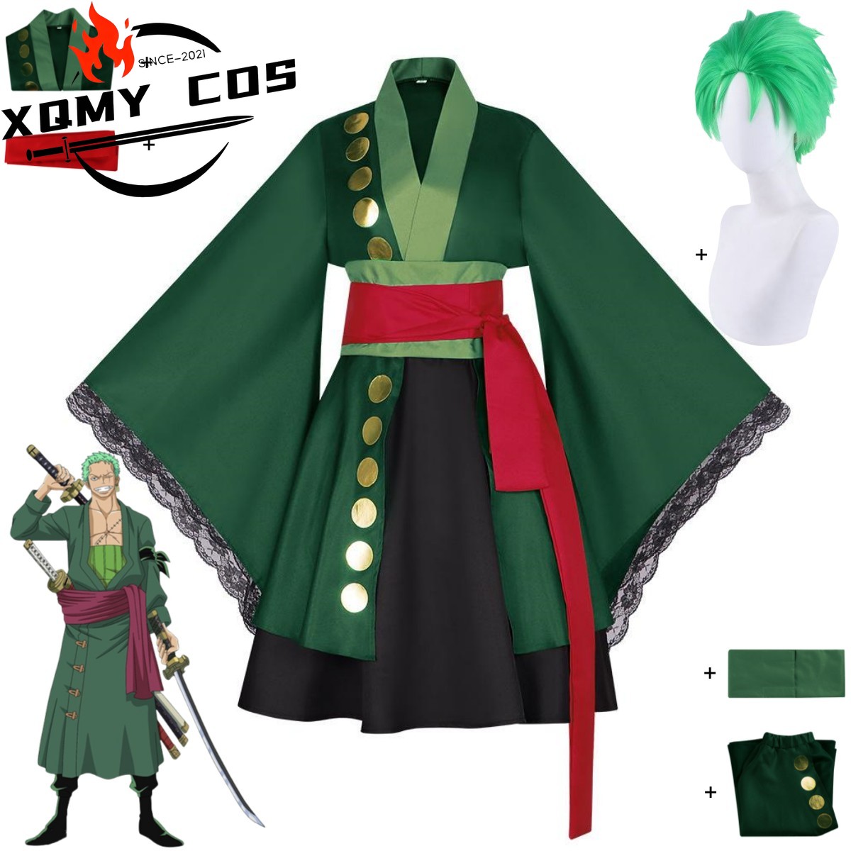 XqAnime Roronoa Zoro Cosplay C - Anime Zoro Cosplay Female ulasan dan harga