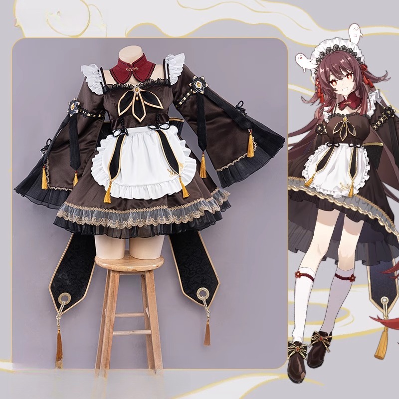 Game Genshin Impact Hu Tao Mai - Anime Cosplay Maid ulasan dan harga